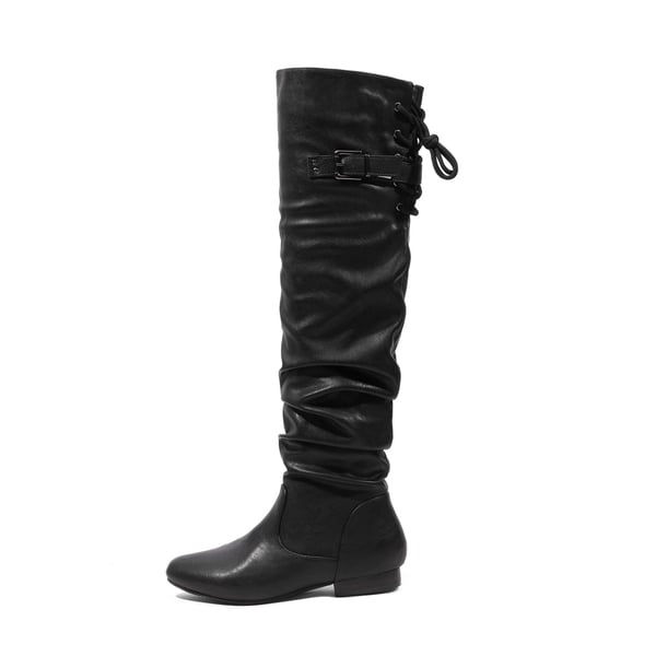 Winter Over The Knee Suede Boots - BLACK PU - 3